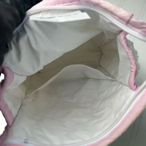 White Fluffy “I love Dior” White and Pink Dior Nylon TerryClothed Cosmetic Bag